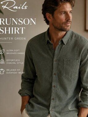 Rails Runson Hunter Green Button Down Shirt